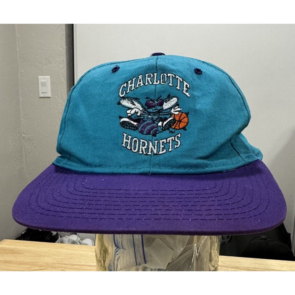 Vintage 1990's Charlotte Hornets NBA Basketball Teal Competitor Snapback Hat Cap
